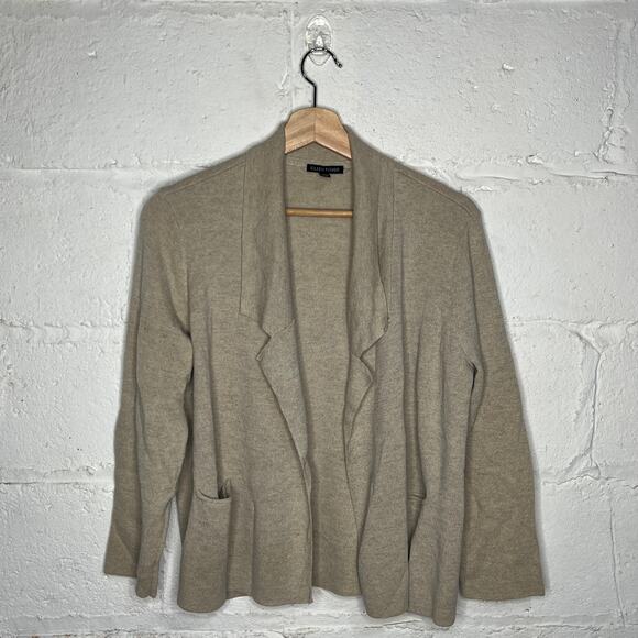 Eileen Fisher Women’s Wool Open Front Oatmeal Sweater Blazer Size Medium - Picture 1 of 6